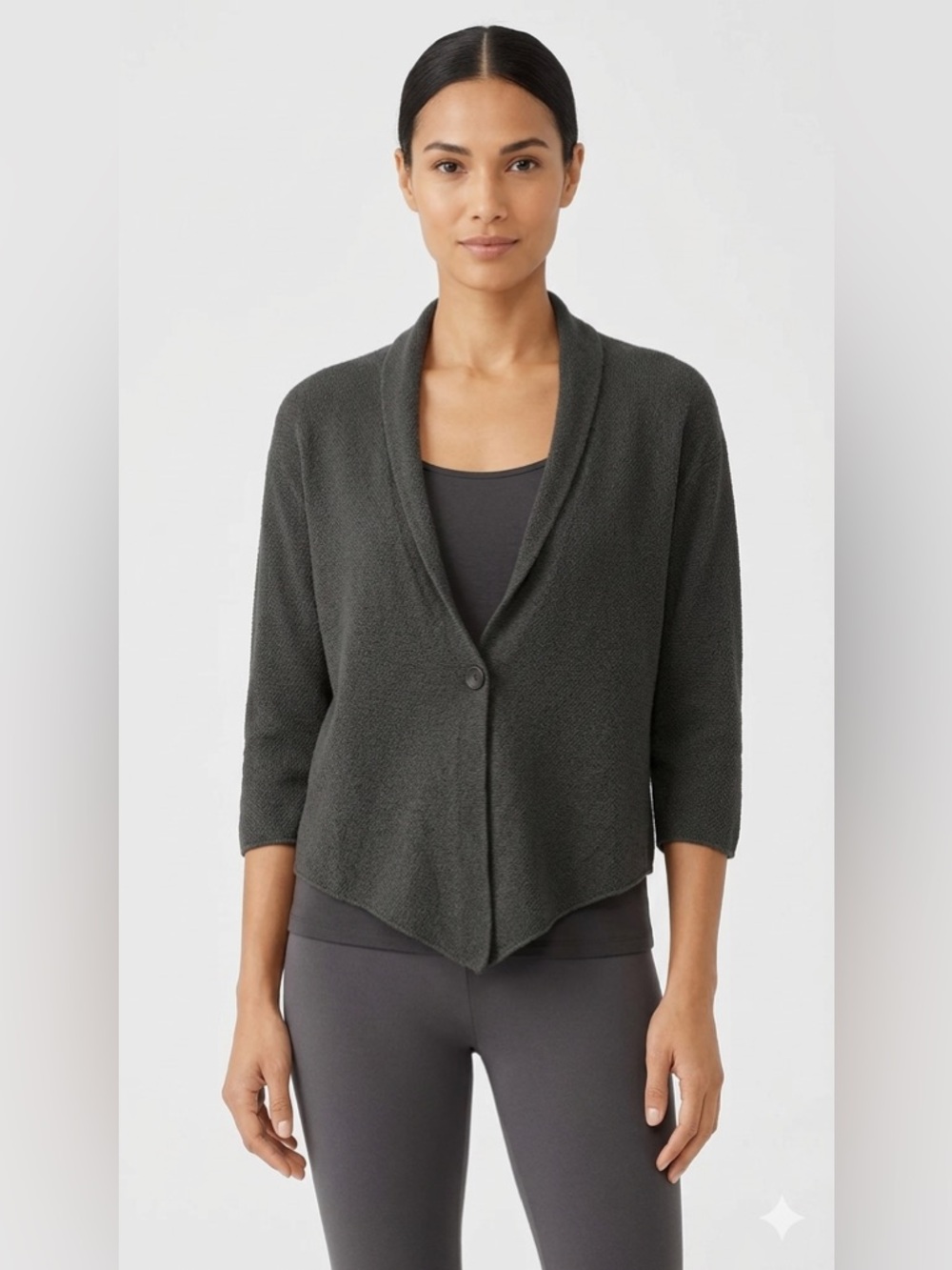 Eileen Fisher Petite 100% Superfine Merino Wool Speckled Mélange Shrug Size PS